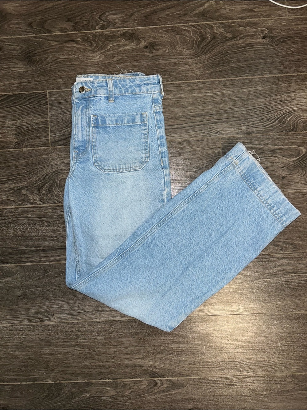 Zara Light Blue High-Rise Straight Jeans